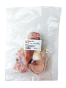 Package of beef bones with a label on a white background