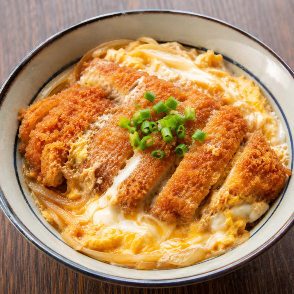 Chicken katsudon rice bowl with egg and spring onions – Tasty Food Affair