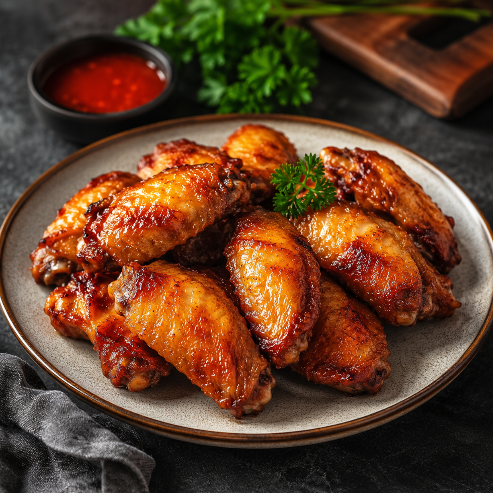 Crispy golden-brown baked chicken wings