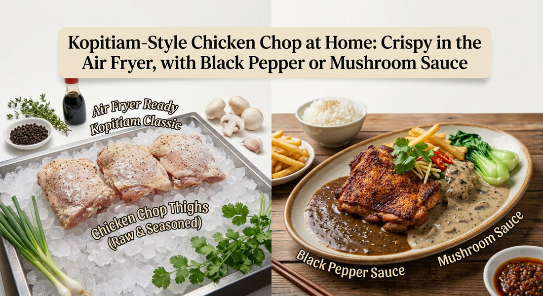Kopitiam-Style Chicken Chop at Home: Crispy in the Air Fryer, with Black Pepper or Mushroom Sauce