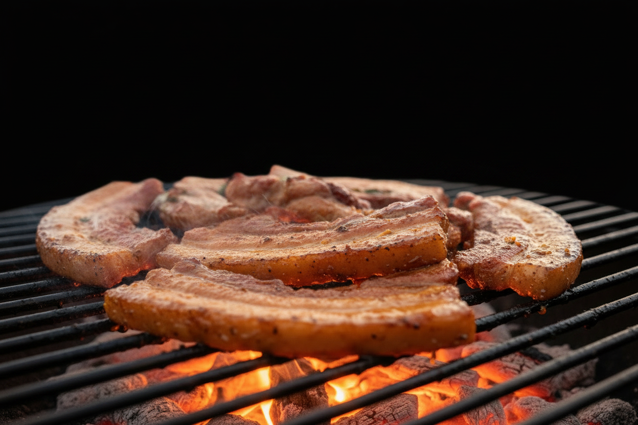 Marinated Pork Belly over charcoal grill