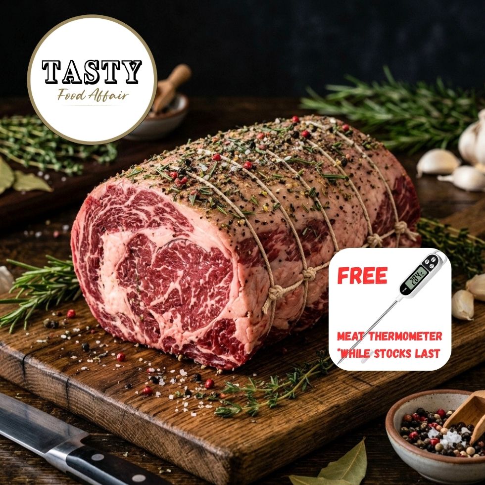 100 Days Grain Fed Ribeye Roast — Rosemary Garlic Cracked Pepper (Raw)