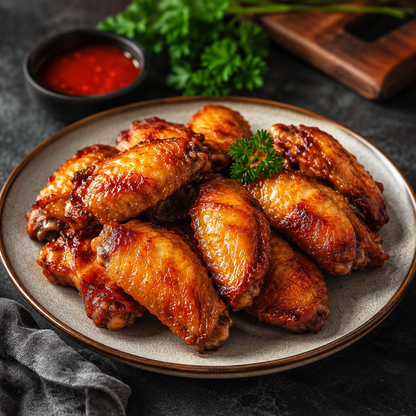 Crispy golden-brown baked chicken wings 