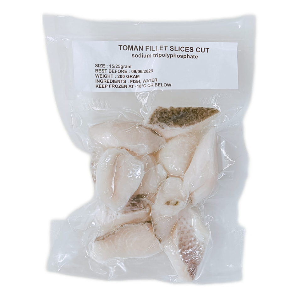 Toman snakehead fish slices, 200g, in frozen vacuum pack – Tasty Food Affair