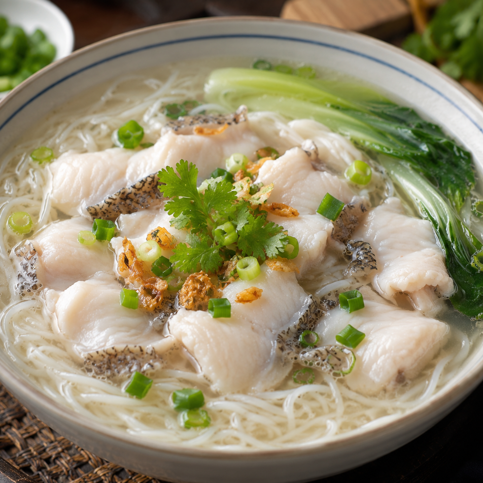 Sliced fish bee hoon soup with Toman fish slices and bok choy – Tasty Food Affair