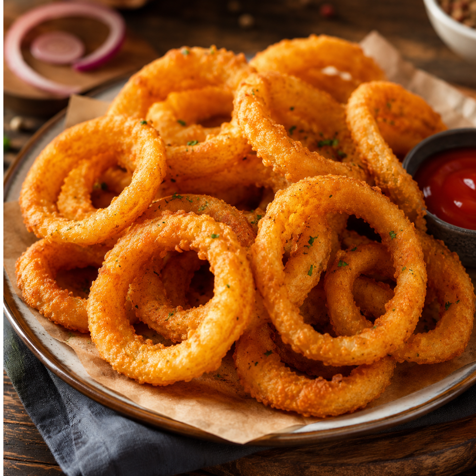 Crispy fried onion rings with ketchup – Tasty Food Affair