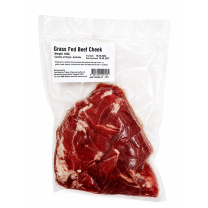 Grass-fed beef cheek, 450g, in vacuum-sealed pack – Tasty Food Affair