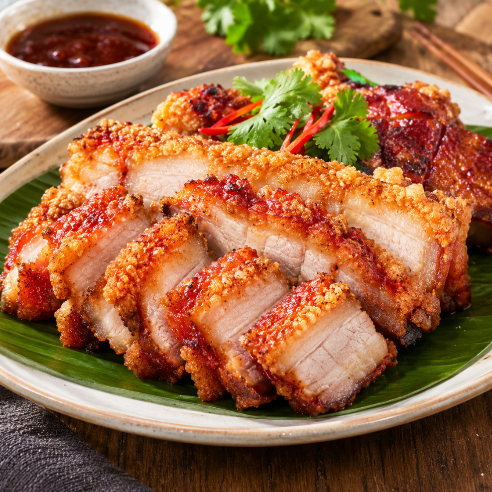 Fried nam yu crispy pork belly slices with chilli dip – Tasty Food Affair