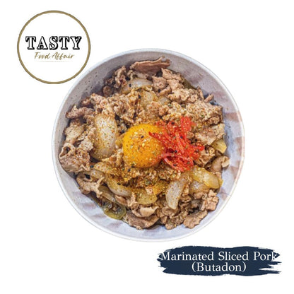 Marinated Japanese pork belly butadon delivery Singapore.